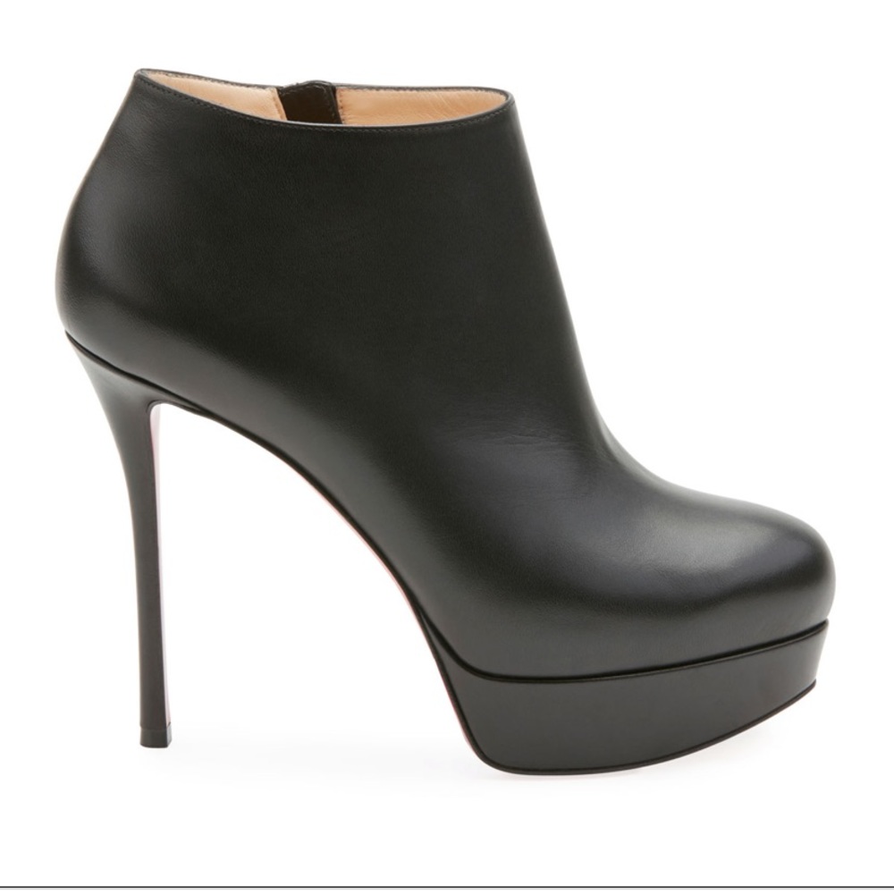 CHRISTIAN LOUBOUTIN DIRDI CALF PLATFORM RED SOLE BOOTIE